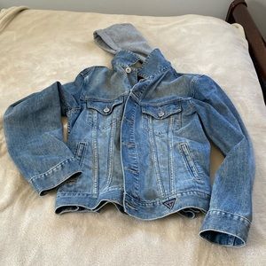 EUC sz M Guess Jean jacket with removable hood
